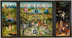 Artiste : Jérôme Bosch,Dimensions : 2,2 m x 3,89 m Lieu d'exposition : Musée du Prado Création : 1503–1515 Période : Renaissance nordique Supports : Peinture à l'huile, Chêne