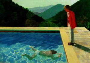 "Portrait d'un artiste de David HocKney (Piscine avec deux silhouettes)"1972, acrylique sur toile,84X120 Copyright David Hockney Credit aArt gallery of new south Wales:Jenni Carter